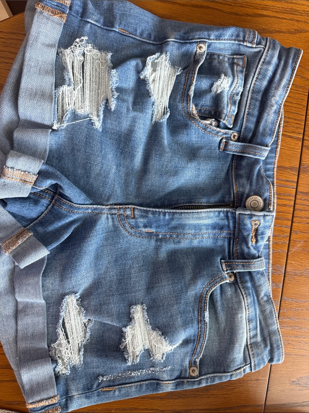 Aeropostale Women’s Distressed Blue Denim Shorts